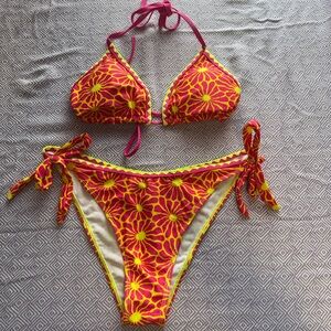 SHEIN Pink and Yellow Floral Bikini